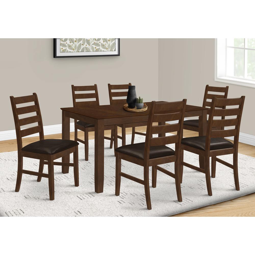 Dining Table, 60 Rectangular, Veneer Top, Solid Wood Legs, Dining Room, Kitchen. Picture 1