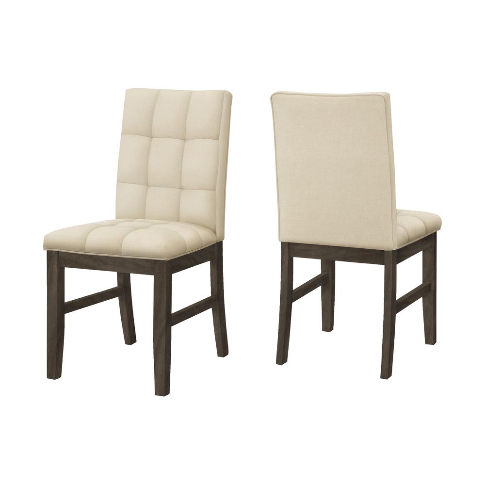 Dining Chair, 37 Height, Set Of 2, Upholstered, Dining Room, Kitchen, Cream Fab. Picture 1