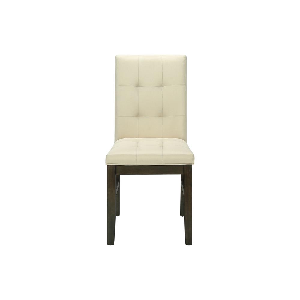 Dining Chair, 37 Height, Set Of 2, Upholstered, Dining Room, Kitchen, Cream Fab. Picture 2