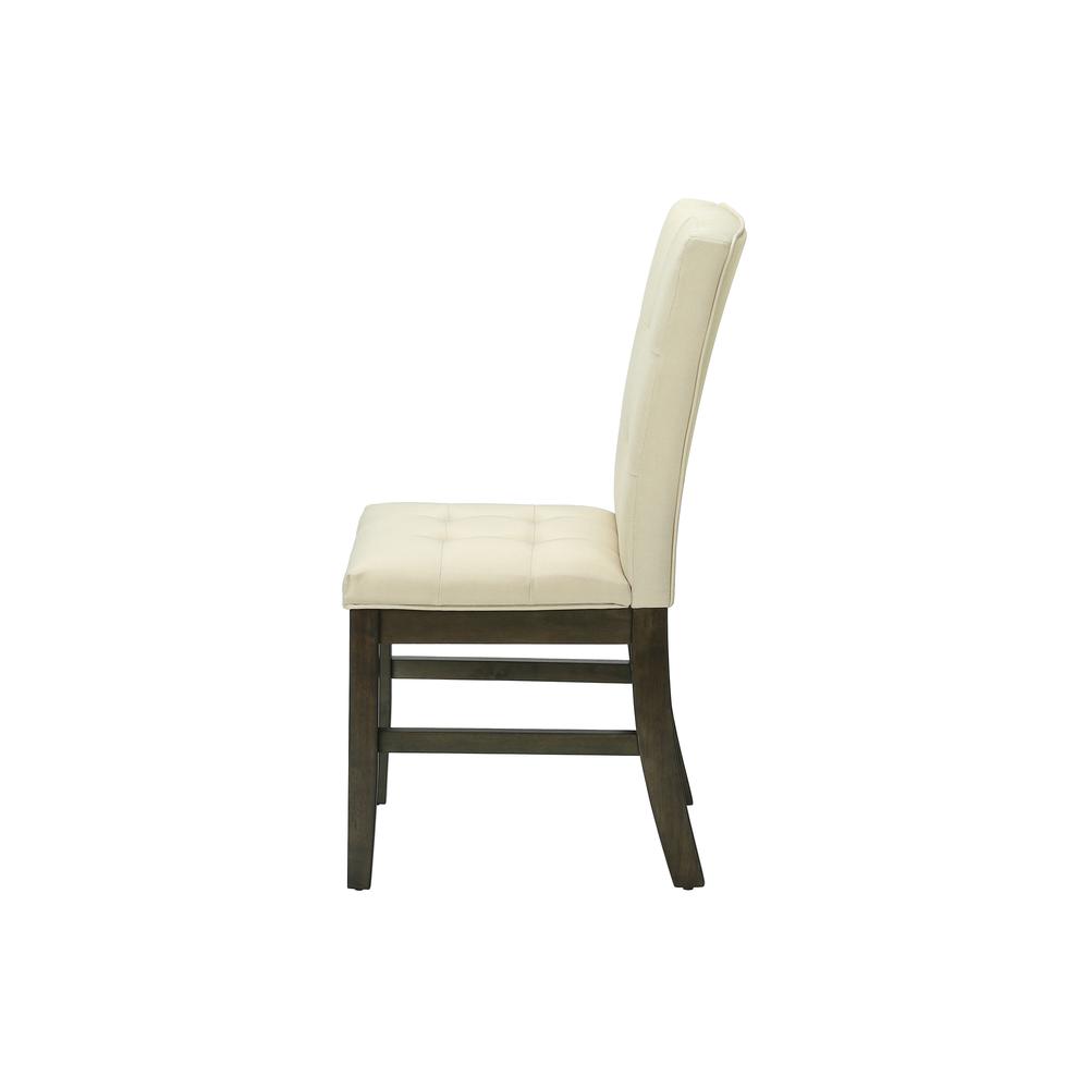Dining Chair, 37 Height, Set Of 2, Upholstered, Dining Room, Kitchen, Cream Fab. Picture 3