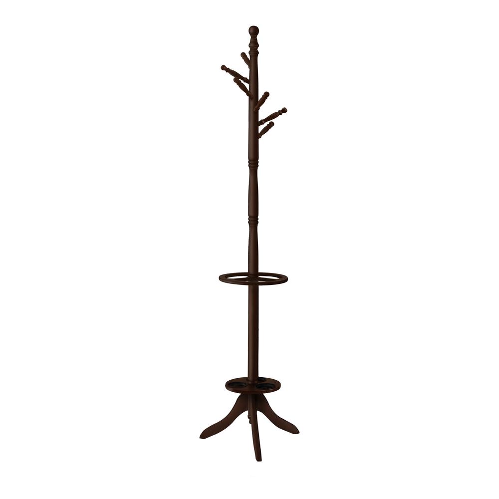 Coat Rack, Hall Tree, Free Standing, 6 Hooks, Entryway, 71H, Umbrella Holder. Picture 1