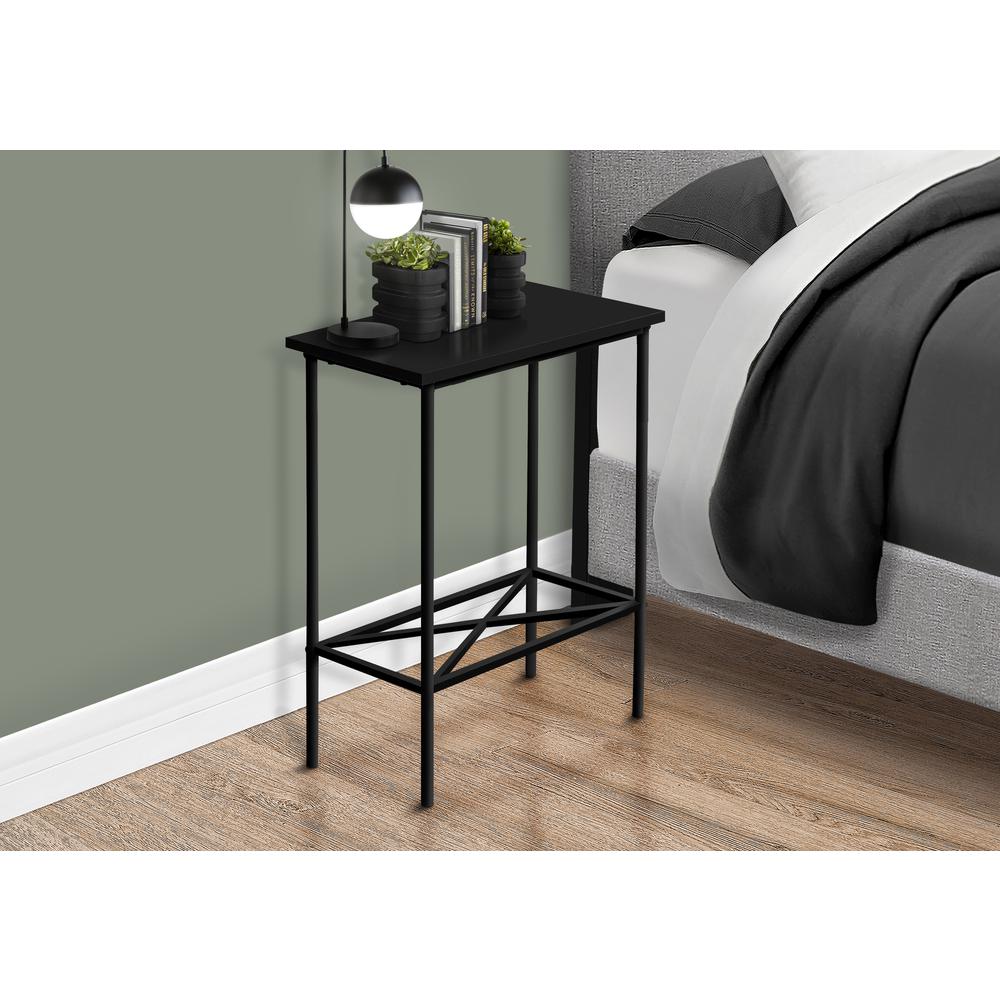 Accent Table, Side, End, Narrow, Small, 2 Tier, Living Room, Bedroom, Black. Picture 9