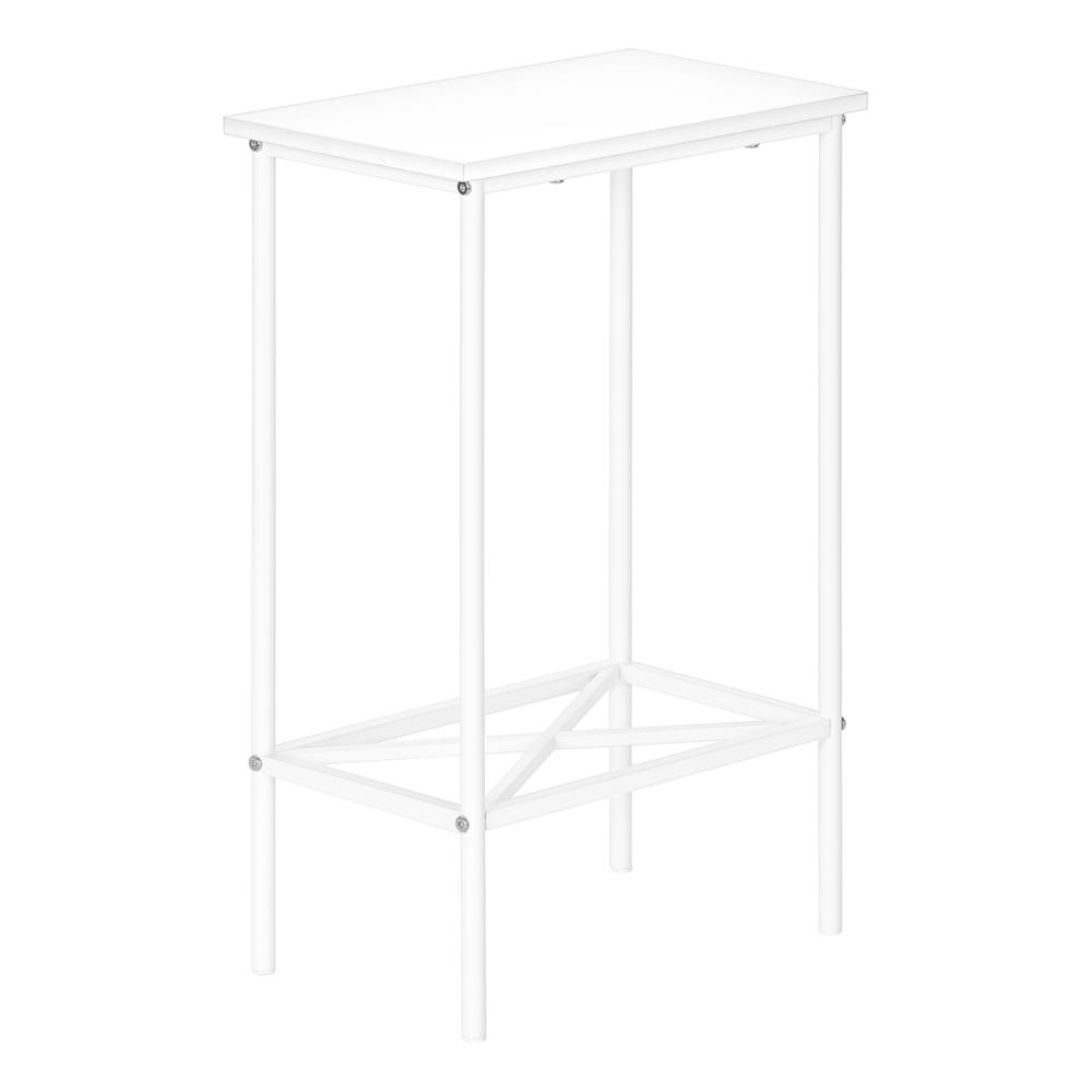 Accent Table, Side, End, Narrow, Small, 2 Tier, Living Room, Bedroom, White. Picture 1