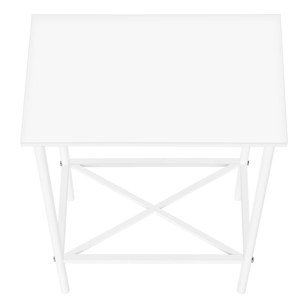 Accent Table, Side, End, Narrow, Small, 2 Tier, Living Room, Bedroom, White. Picture 4