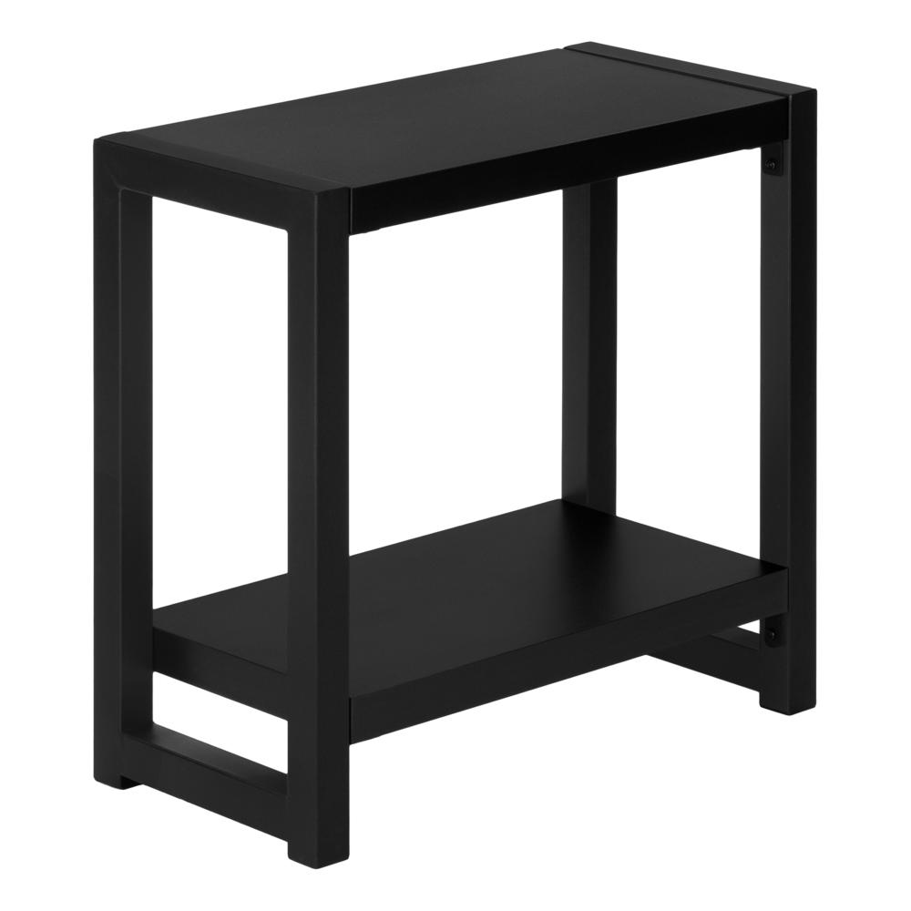 Accent Table, Side, End, Narrow, Small, 2 Tier, Living Room, Bedroom, Black. Picture 1