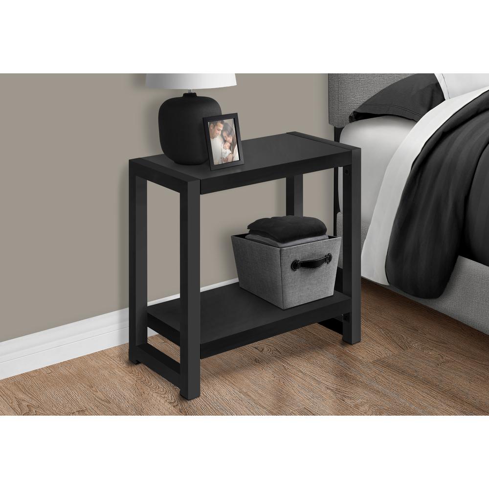 Accent Table, Side, End, Narrow, Small, 2 Tier, Living Room, Bedroom, Black. Picture 9