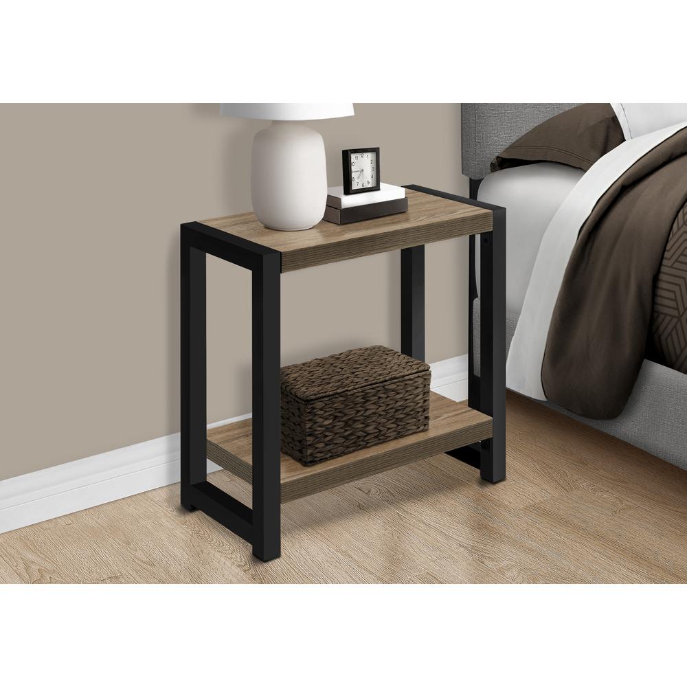 Accent Table, Side, End, Narrow, Small, 2 Tier, Living Room, Bedroom, Brown. Picture 9