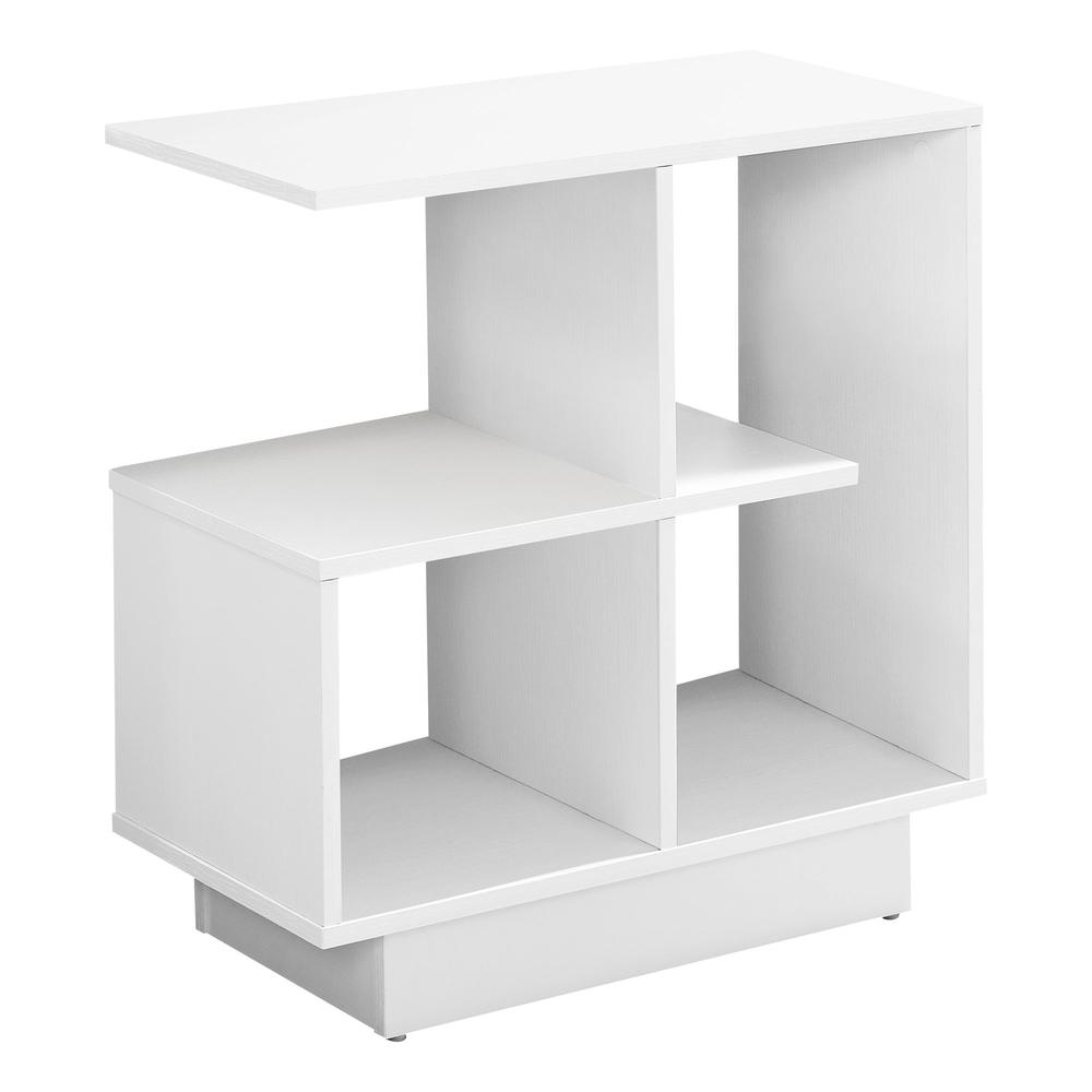 Accent Table, Side, End, Narrow, Small, 3 Tier, Living Room, Bedroom, White. Picture 1