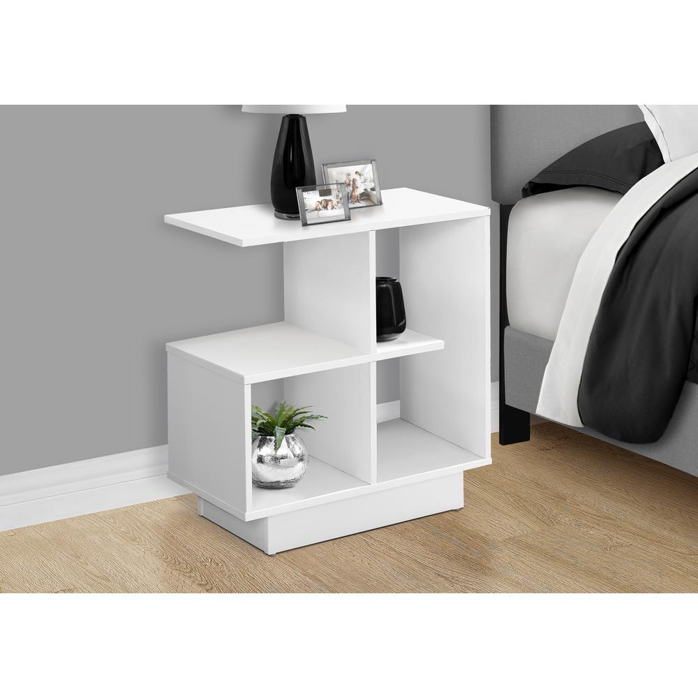 Accent Table, Side, End, Narrow, Small, 3 Tier, Living Room, Bedroom, White. Picture 3