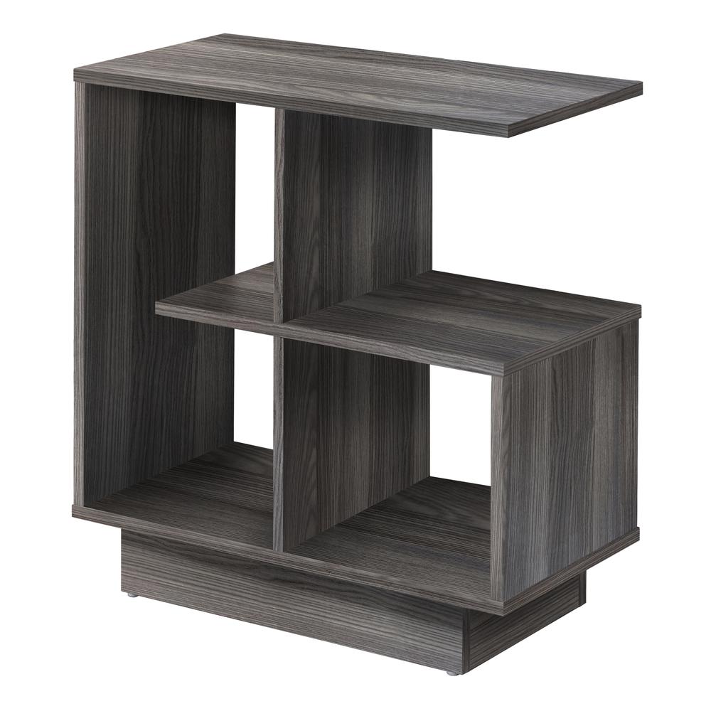 Accent Table, Side, End, Narrow, Small, 3 Tier, Living Room, Bedroom, Grey. Picture 1