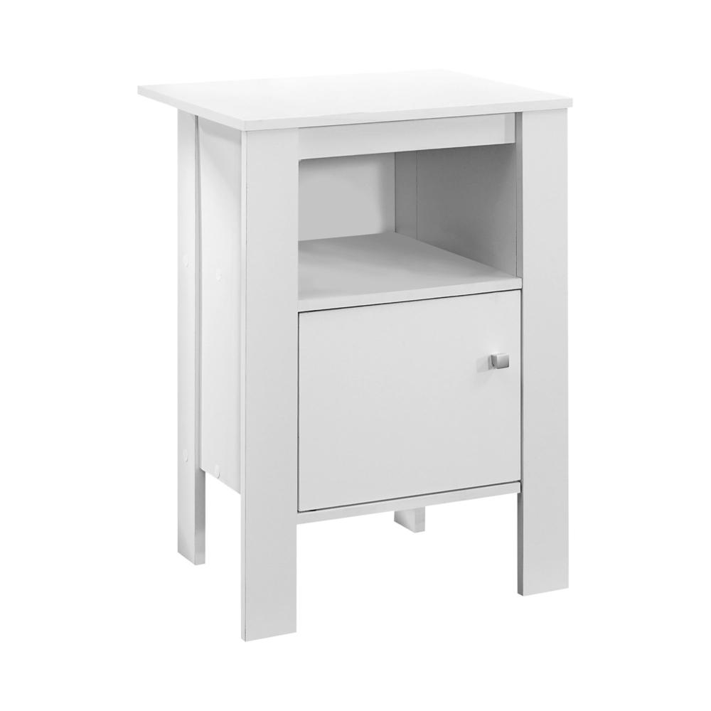 Accent Table, Side, End, Nightstand, Lamp, Storage, Living Room, Bedroom, White. Picture 1