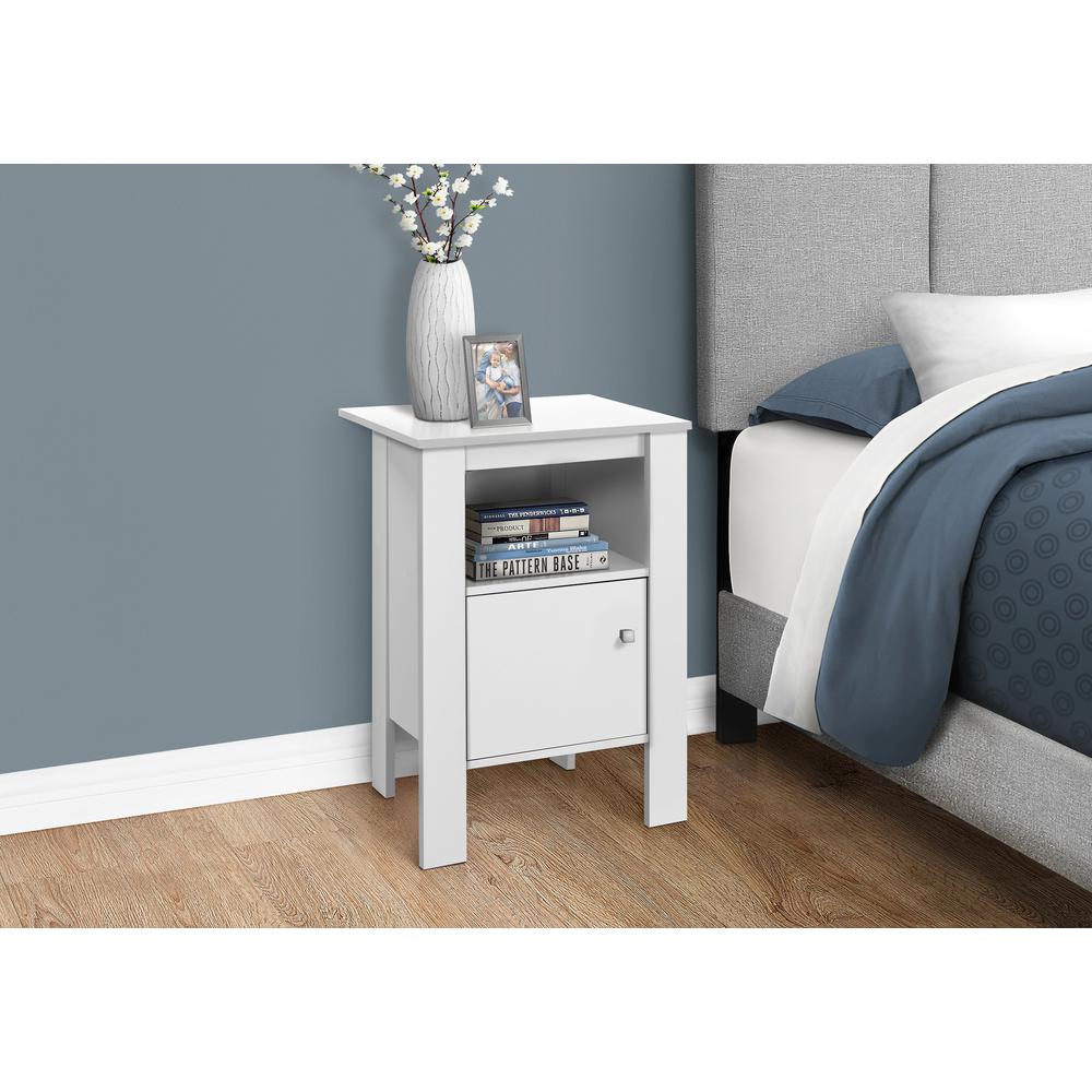 Accent Table, Side, End, Nightstand, Lamp, Storage, Living Room, Bedroom, White. Picture 3