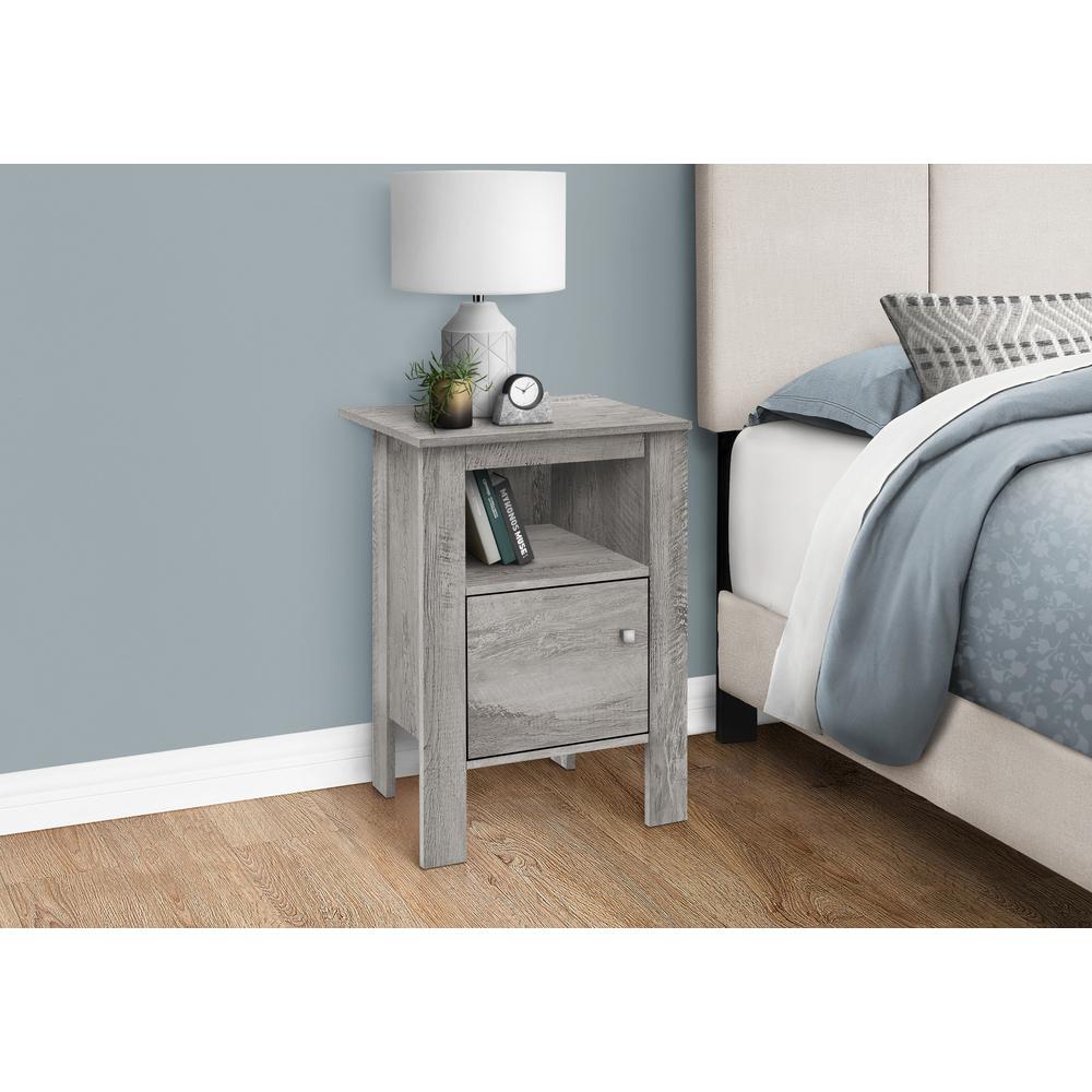 Accent Table, Side, End, Nightstand, Lamp, Storage, Living Room, Bedroom, Grey. Picture 10