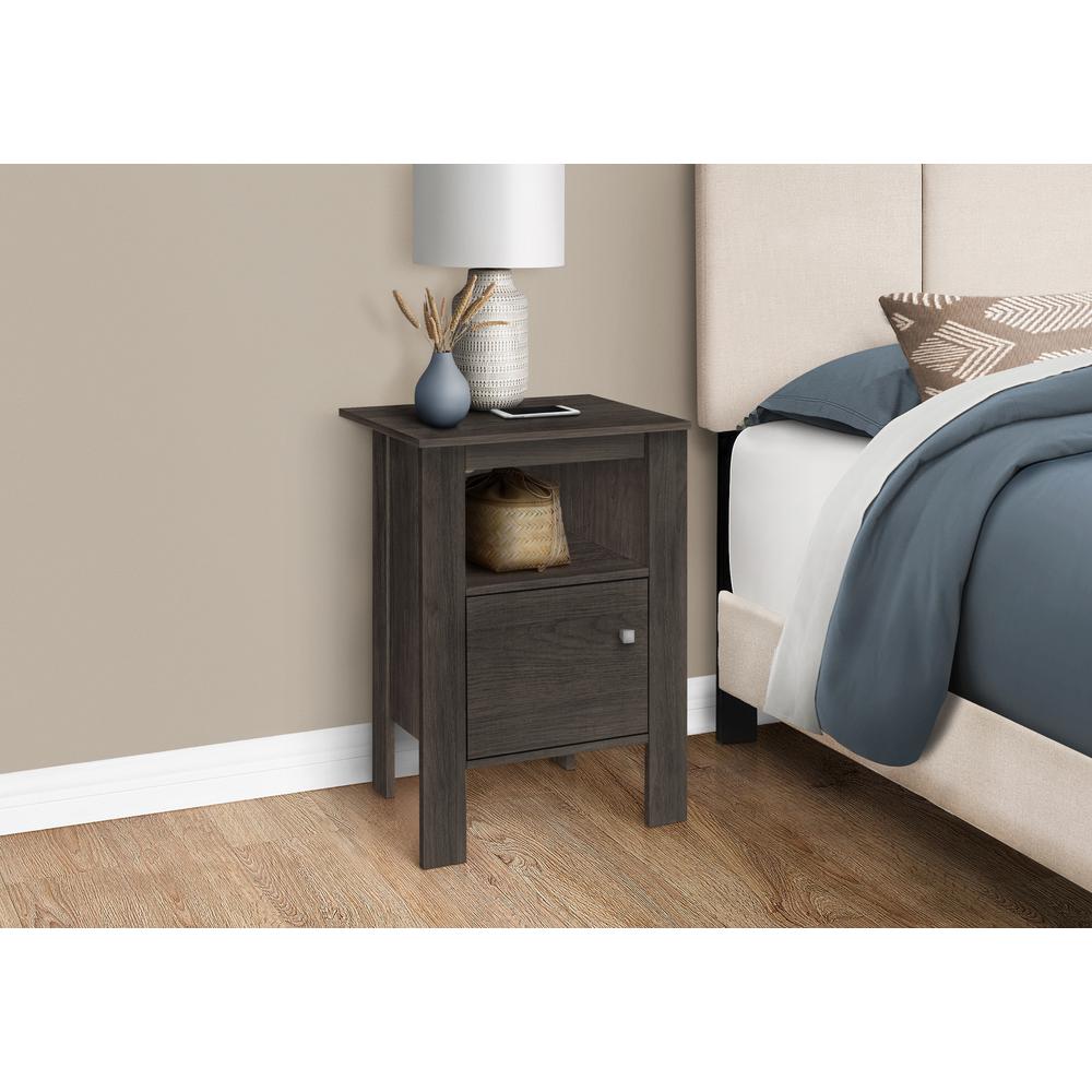 Accent Table, Side, End, Nightstand, Lamp, Storage, Living Room, Bedroom, Brown. Picture 3