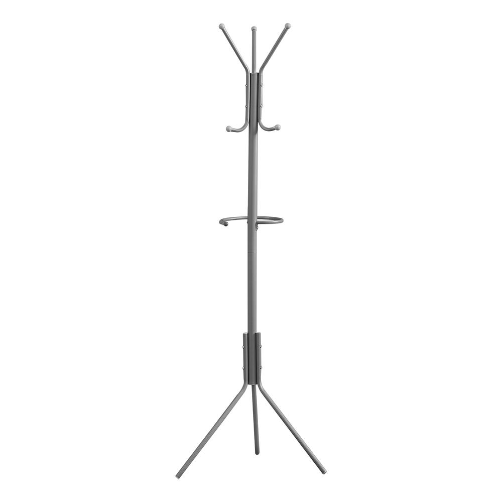 Coat Rack, Hall Tree, Free Standing, Hanging Bar, 6 Hooks, Entryway, 68H. Picture 1