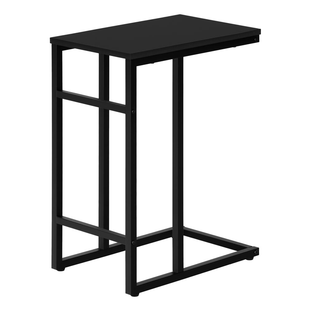 Accent Table, C-shaped, End, Side, Snack, Living Room, Bedroom, Black Laminate. Picture 4