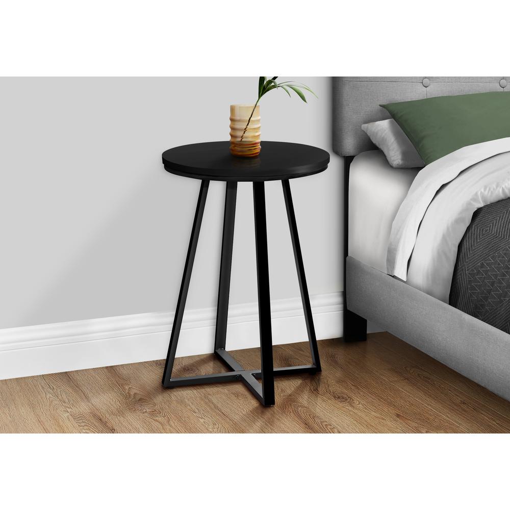 Accent Table, Side, Round, End, Nightstand, Lamp, Living Room, Bedroom, Black. Picture 3