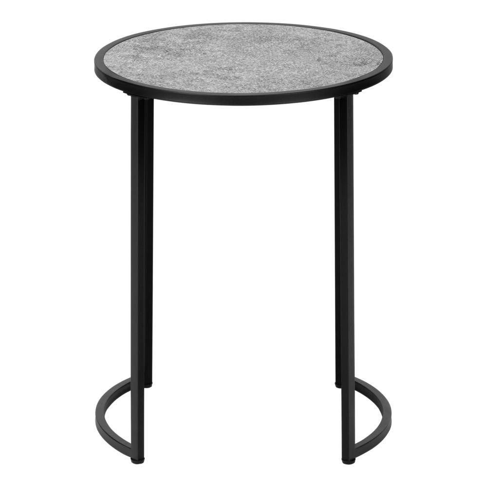 Accent Table, Side, Round, End, Nightstand, Lamp, Living Room, Bedroom, Grey. Picture 3