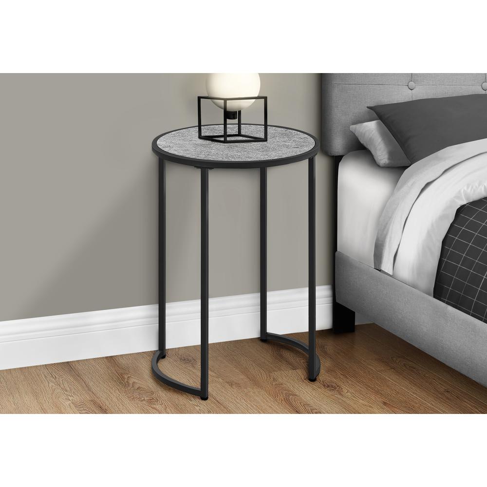 Accent Table, Side, Round, End, Nightstand, Lamp, Living Room, Bedroom, Grey. Picture 9
