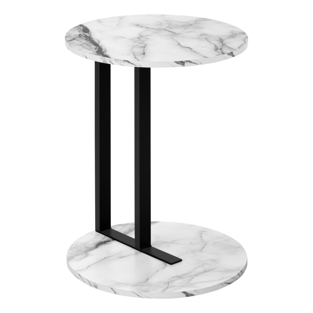 Accent Table, Side, Round, End, Nightstand, Lamp, Living Room, Bedroom, White. Picture 1