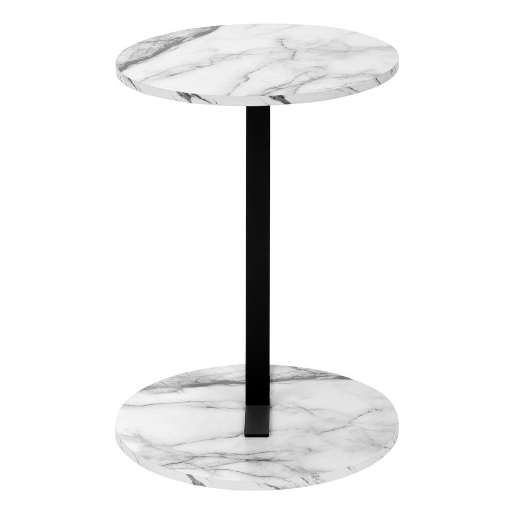 Accent Table, Side, Round, End, Nightstand, Lamp, Living Room, Bedroom, White. Picture 3