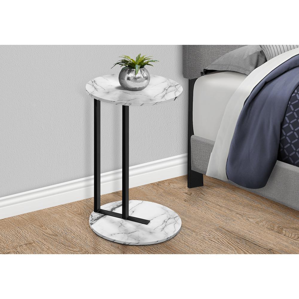 Accent Table, Side, Round, End, Nightstand, Lamp, Living Room, Bedroom, White. Picture 9