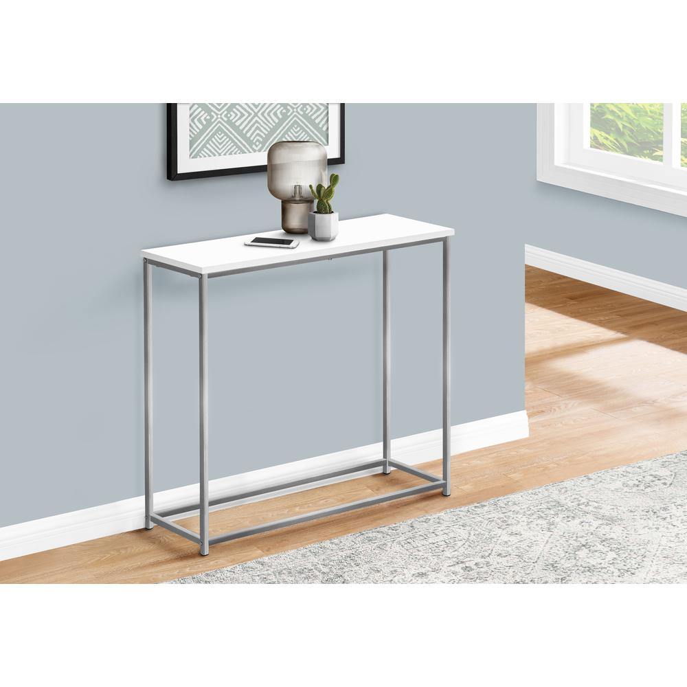 Accent Table, Console, Entryway, Narrow, Sofa, Living Room, Bedroom, White. Picture 3