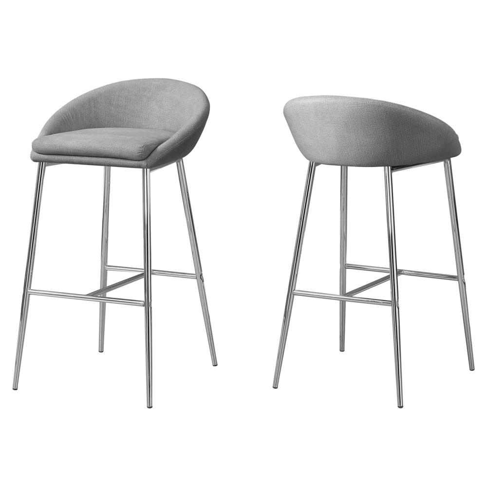 Bar Stool, Set Of 2, Bar Height, Chrome. Picture 1