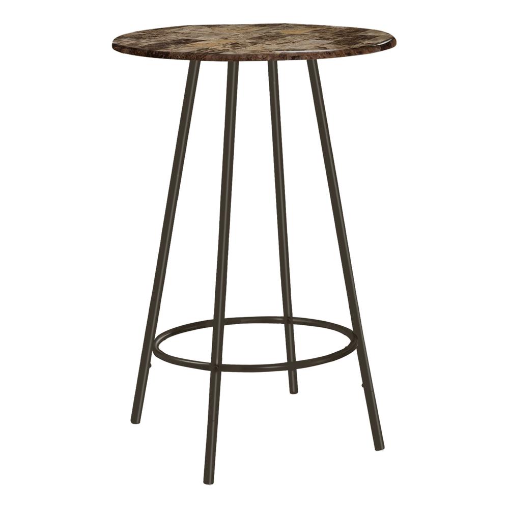 Home Bar, Bar Table, Bar Height, Pub, 30 Round, Small, Kitchen, Brown Marble. Picture 1