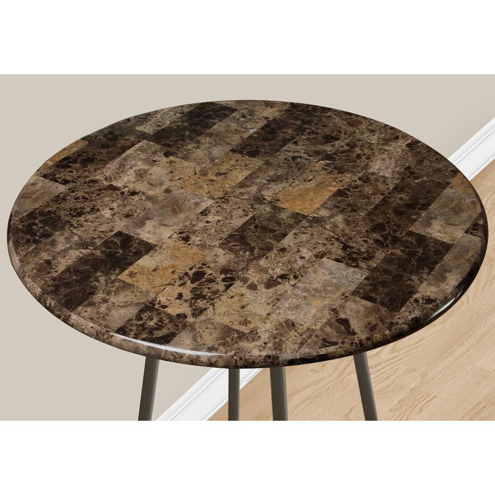 Home Bar, Bar Table, Bar Height, Pub, 30 Round, Small, Kitchen, Brown Marble. Picture 3