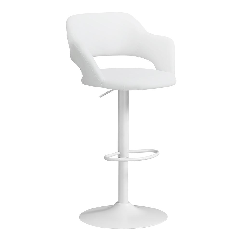 Bar Stool, Swivel, Bar Height, Adjustable, White. Picture 1