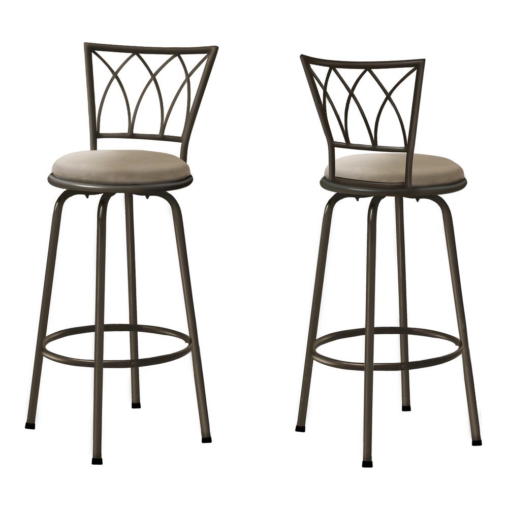 Bar Stool, Set Of 2, Swivel, Bar Height, Brown. Picture 1