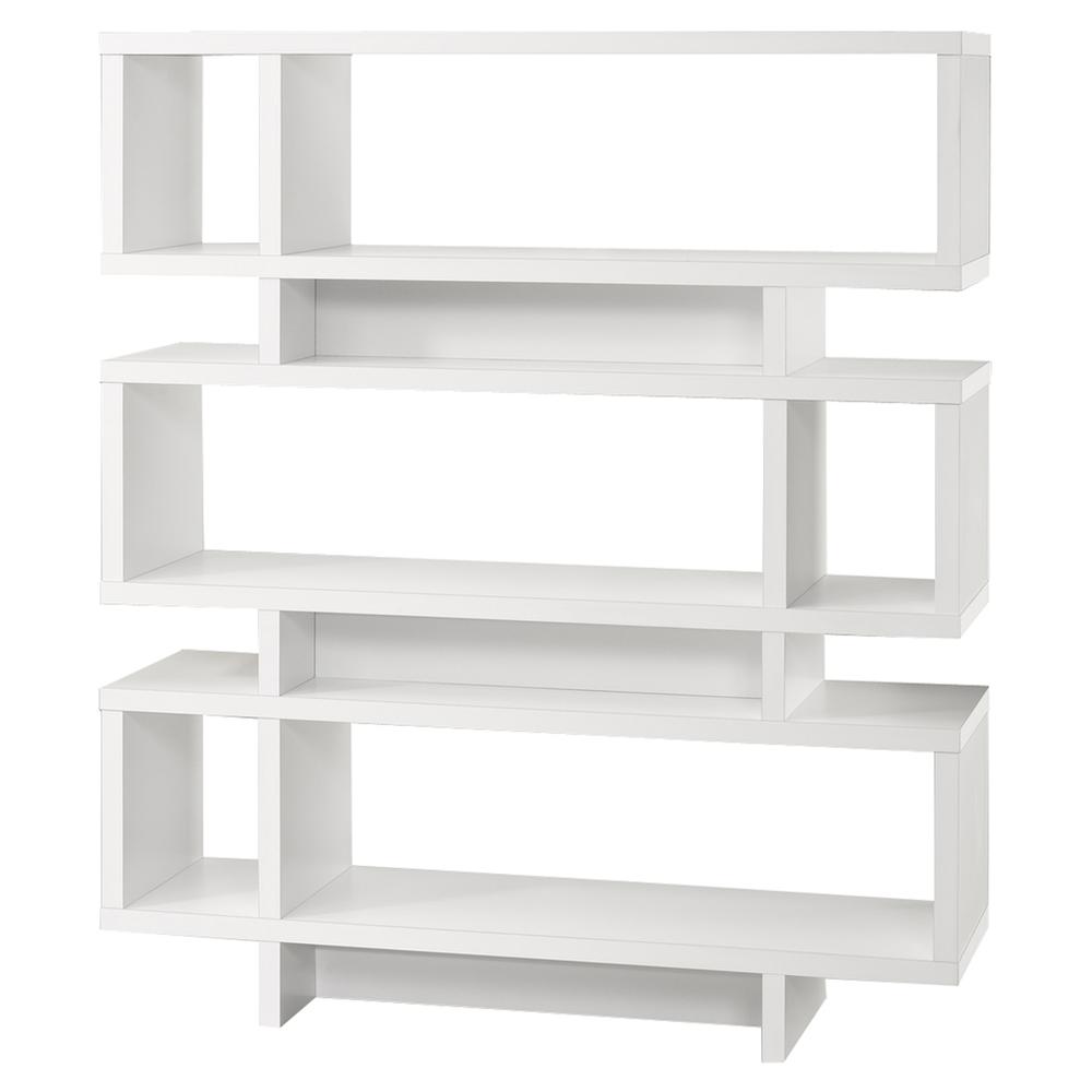 Bookshelf, Bookcase, Etagere, 4 Tier, 55H, Office, Bedroom, White Laminate. Picture 1