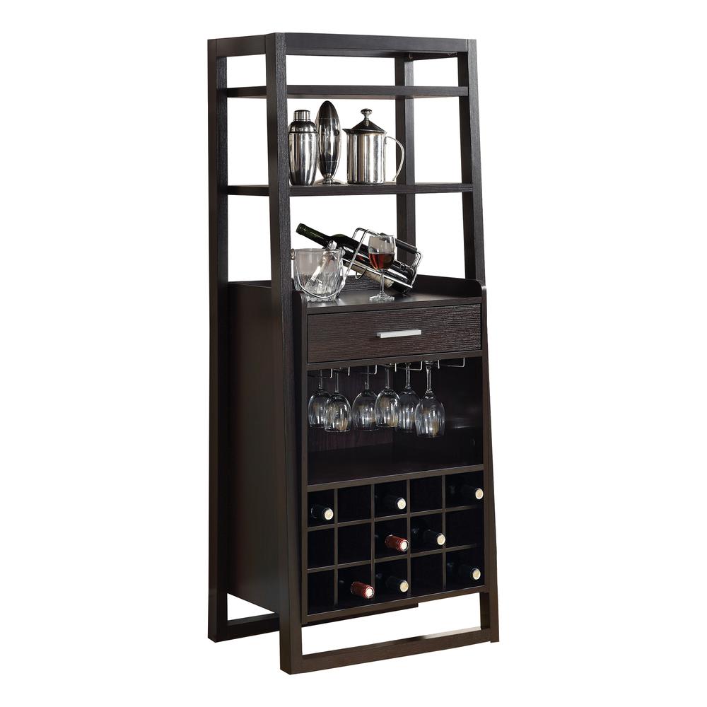 Home Bar, Wine Rack, Storage Cabinet, Brown Laminate, Contemporary, Modern. Picture 1