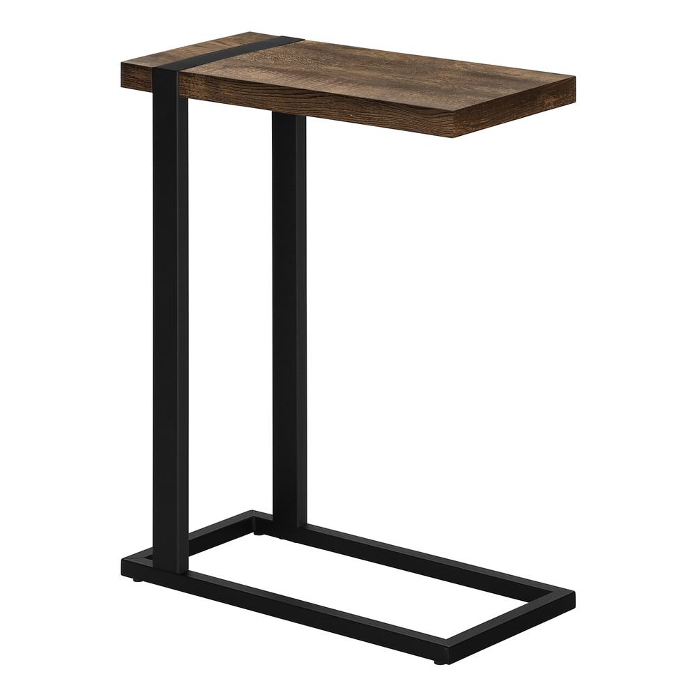 Accent Table, C-shaped, End, Side, Snack, Living Room, Bedroom, Brown Laminate. Picture 1