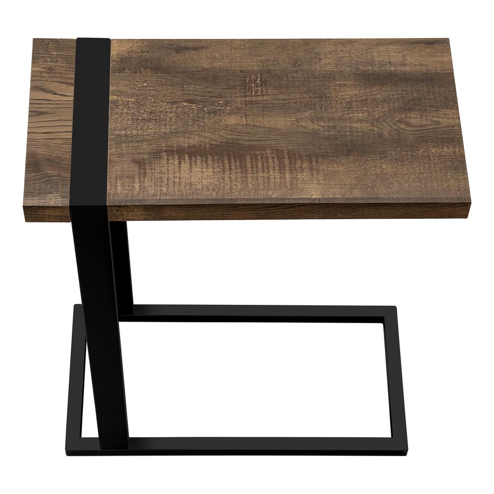 Accent Table, C-shaped, End, Side, Snack, Living Room, Bedroom, Brown Laminate. Picture 5
