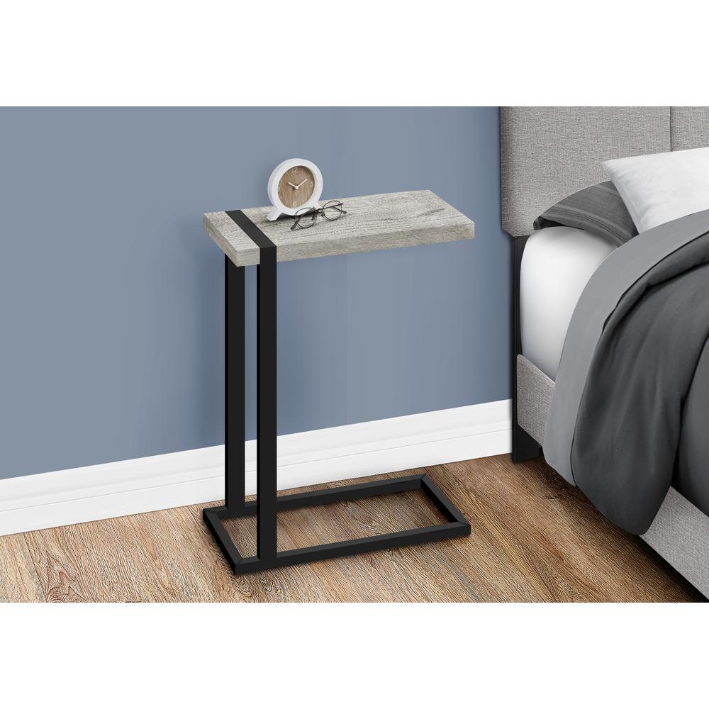 Accent Table, C-shaped, End, Side, Snack, Living Room, Bedroom, Grey Laminate. Picture 9