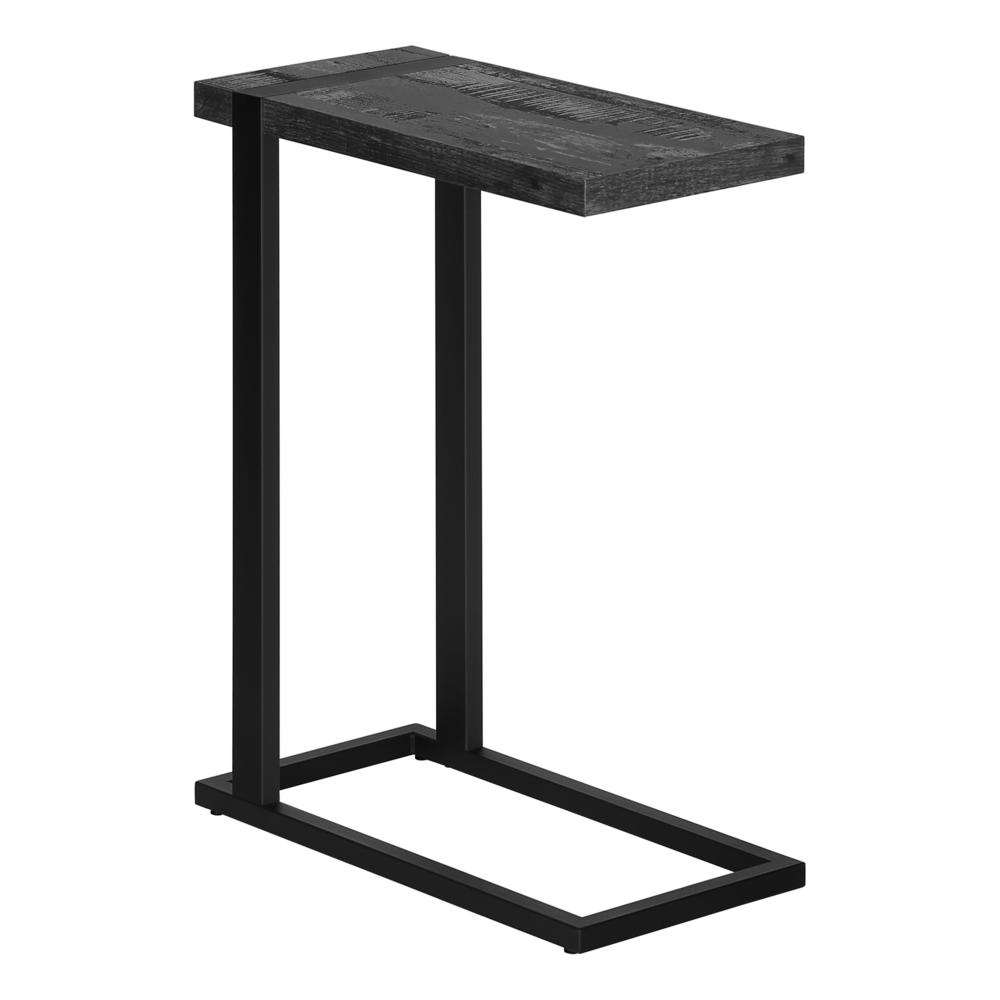 Accent Table, C-shaped, End, Side, Snack, Living Room, Bedroom, Black Laminate. Picture 1