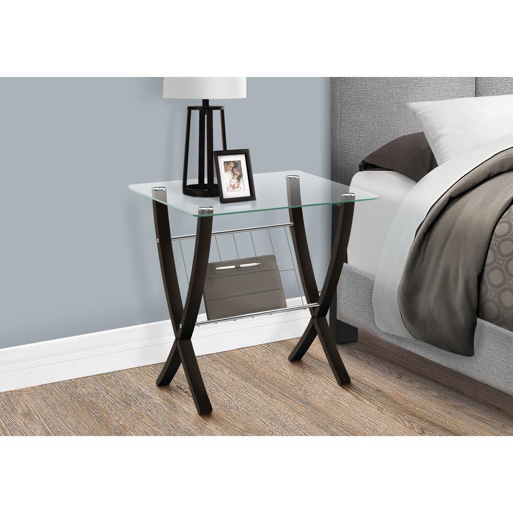 Accent Table, Side, End, Nightstand, Lamp, Living Room, Bedroom, Clear Tempered. Picture 3