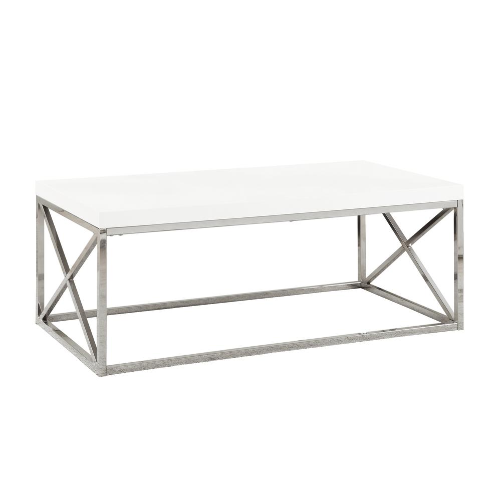 Coffee Table, Accent, Cocktail, Rectangular, Living Room, 44L, Glossy White. Picture 1