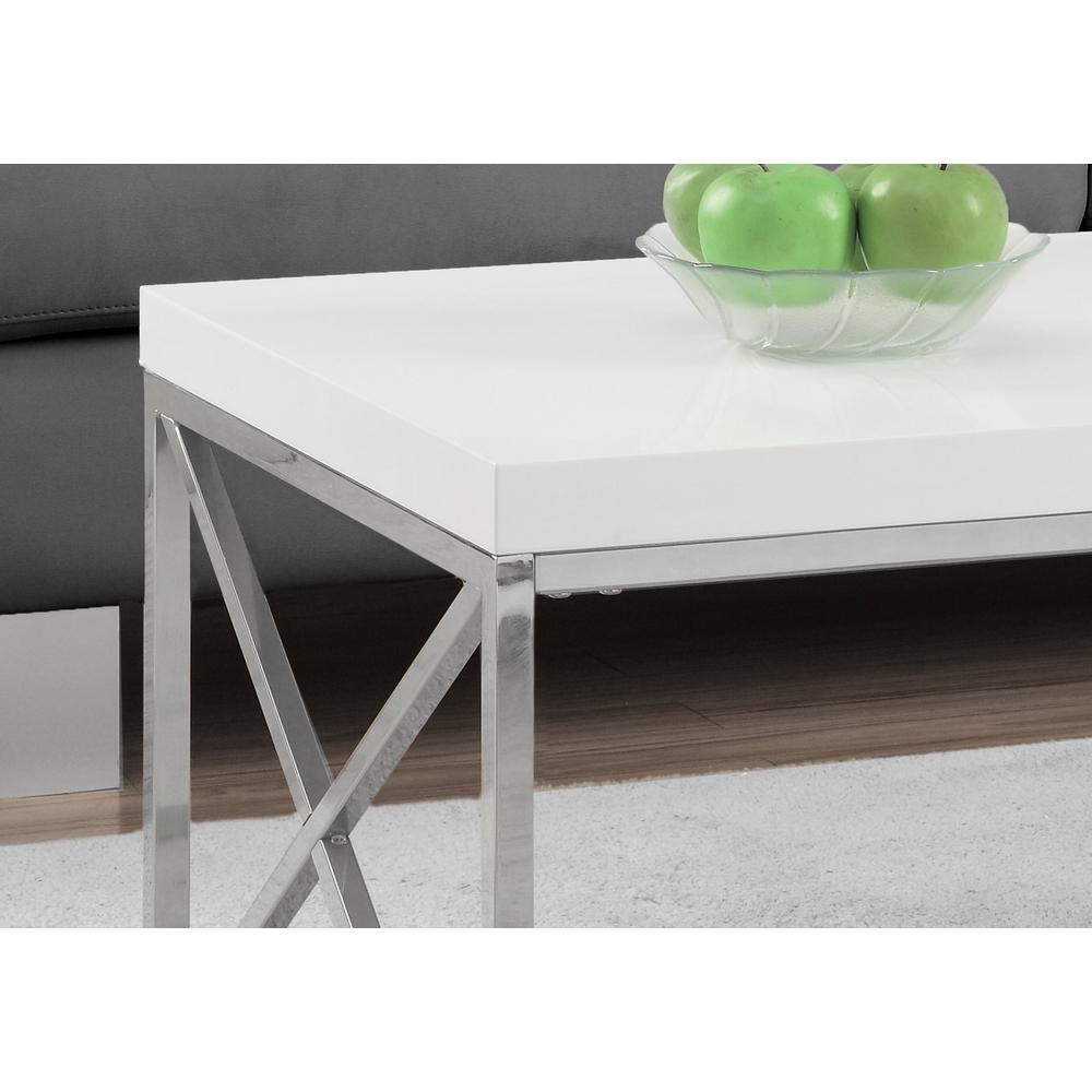 Coffee Table, Accent, Cocktail, Rectangular, Living Room, 44L, Glossy White. Picture 3