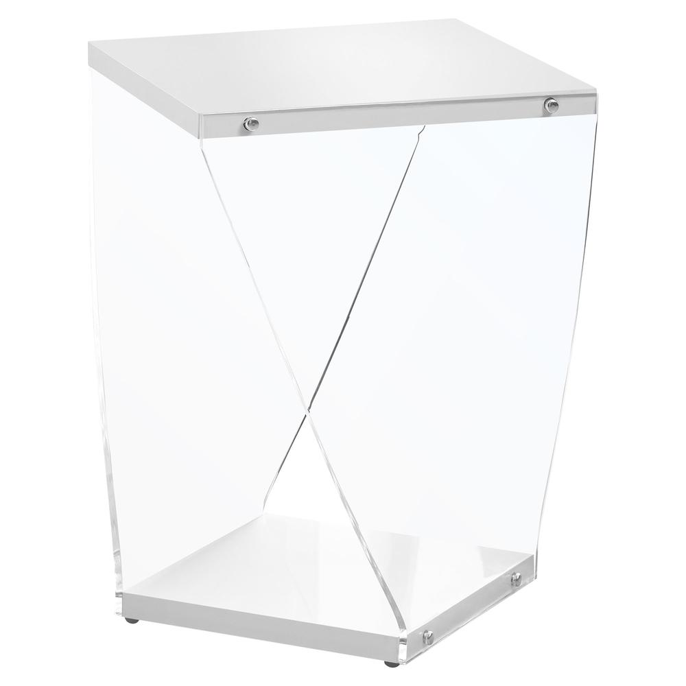 Accent Table, Side, End, Nightstand, Lamp, Living Room, Bedroom, Glossy White. Picture 1