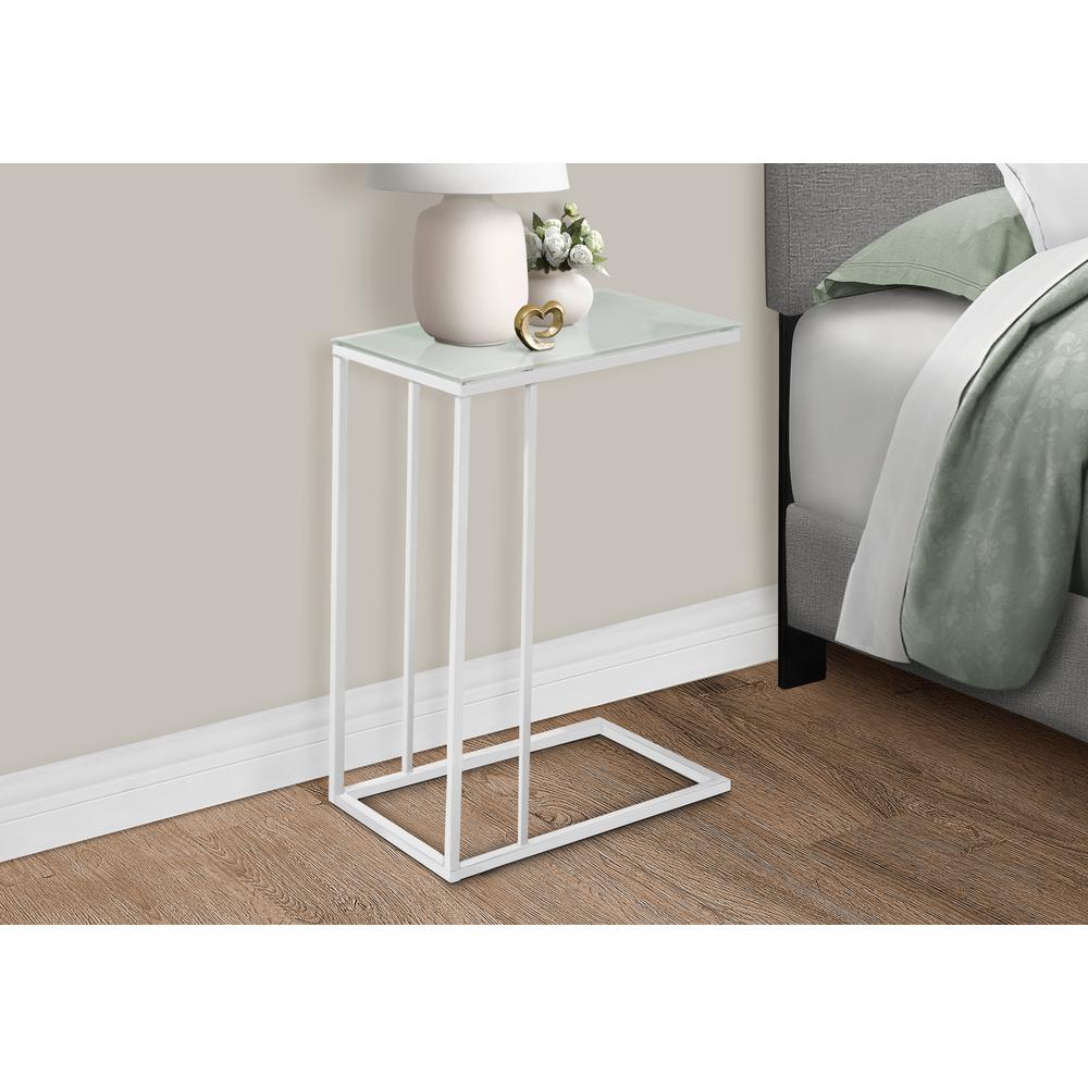 Accent Table, C-shaped, End, Side, Snack, Living Room, Bedroom, Tempered Glass. Picture 3