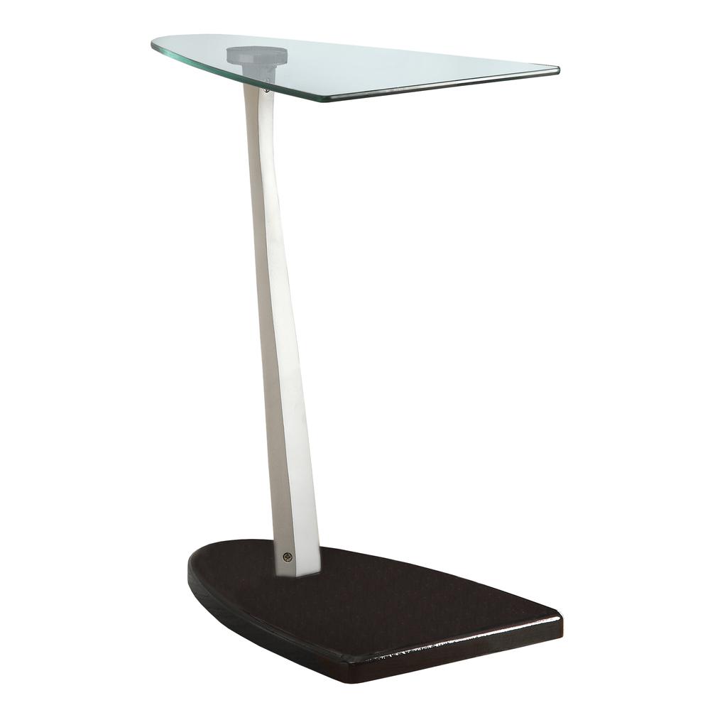 Accent Table, C-shaped, End, Side, Snack, Living Room, Bedroom, Tempered Glass. Picture 1