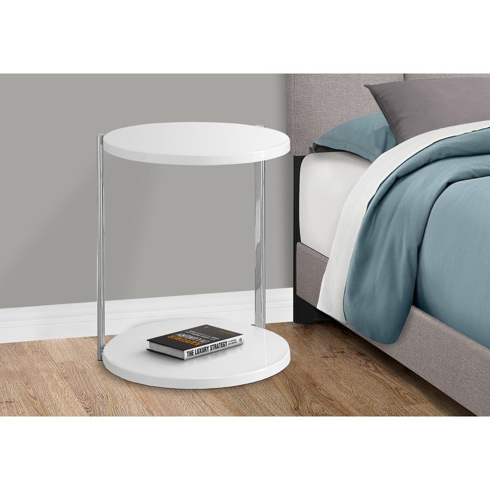 Accent Table, Round, Side, End, Nightstand, Lamp, Living Room, Bedroom, Glossy. Picture 3