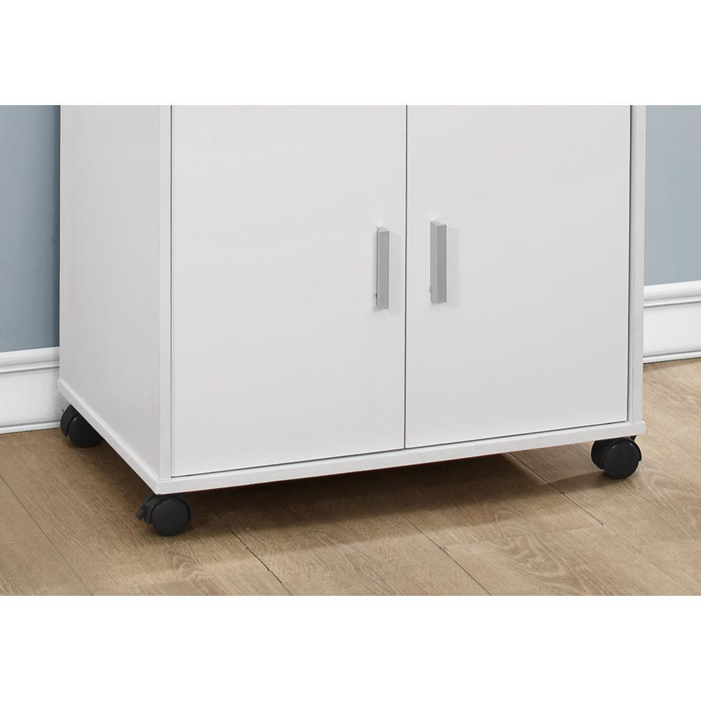 Kitchen Cart, Rolling Mobile, Storage, Utility, White Laminate. Picture 3