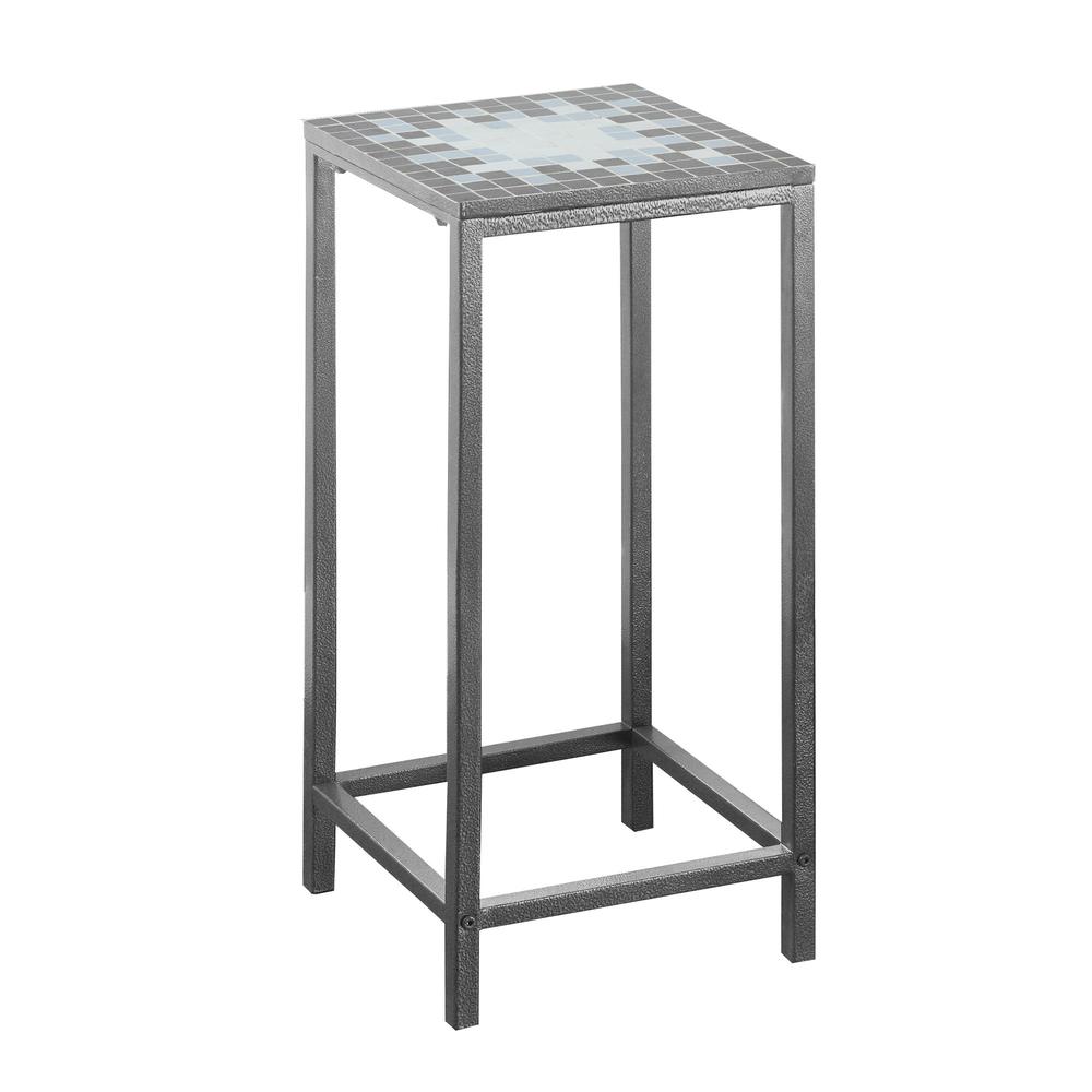 Accent Table, Side, End, Plant Stand, Square, Living Room, Bedroom, Blue Tile. Picture 1
