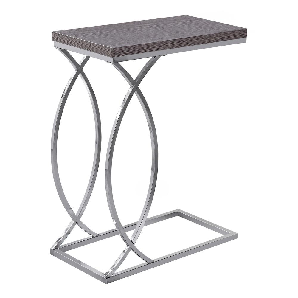Accent Table, C-shaped, End, Side, Snack, Living Room, Bedroom, Grey Laminate. Picture 1