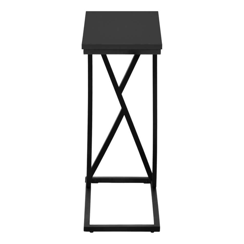 Accent Table, C-shaped, End, Side, Snack, Living Room, Bedroom, Black Laminate. Picture 3
