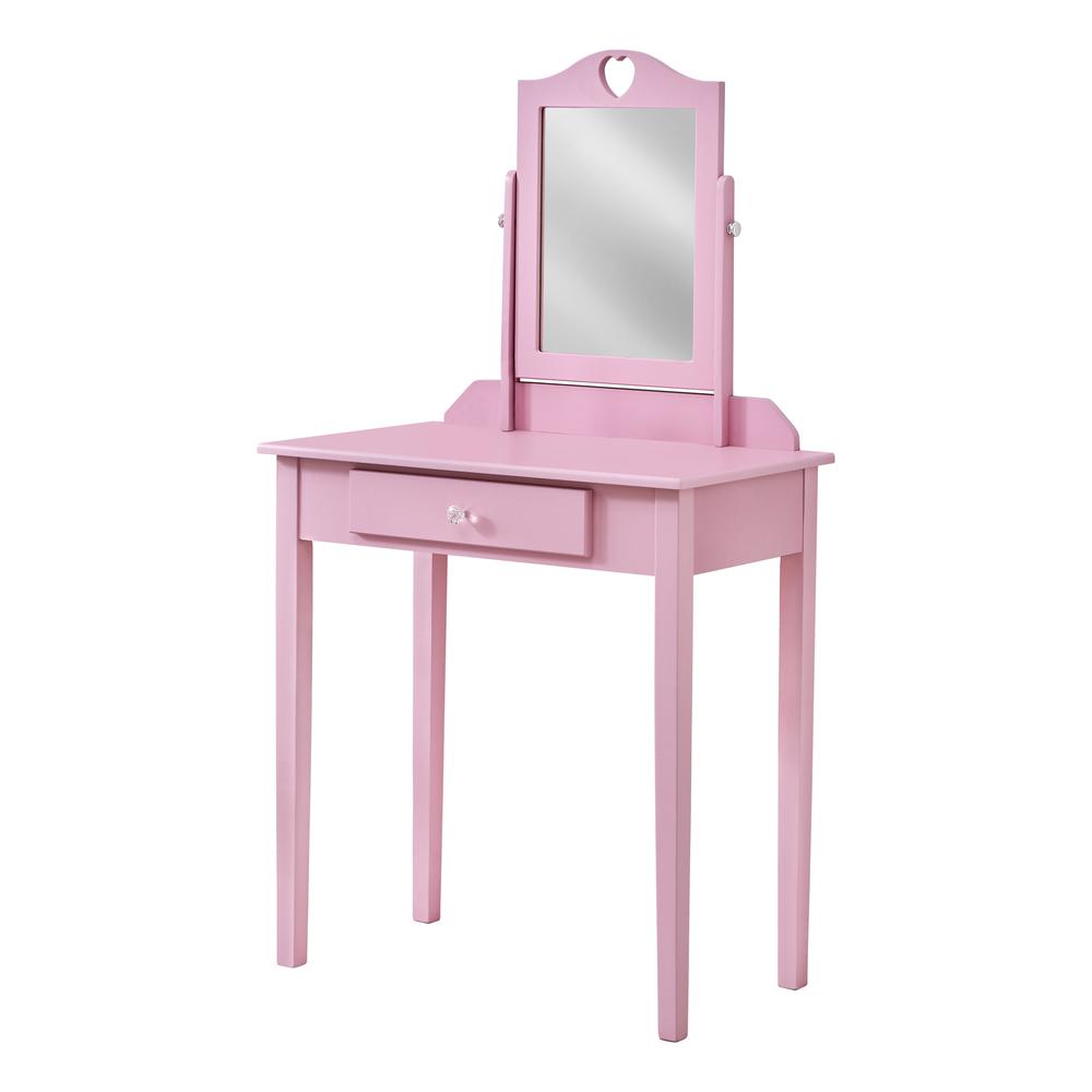 Vanity, Desk, Makeup Table, Organizer, Dressing Table, Bedroom, Pink Wood. Picture 1